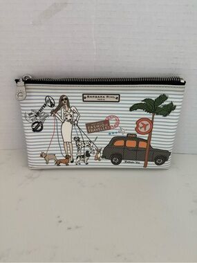 Paris Blue Stripe Fashion Traveler Cosmetic Pouch
